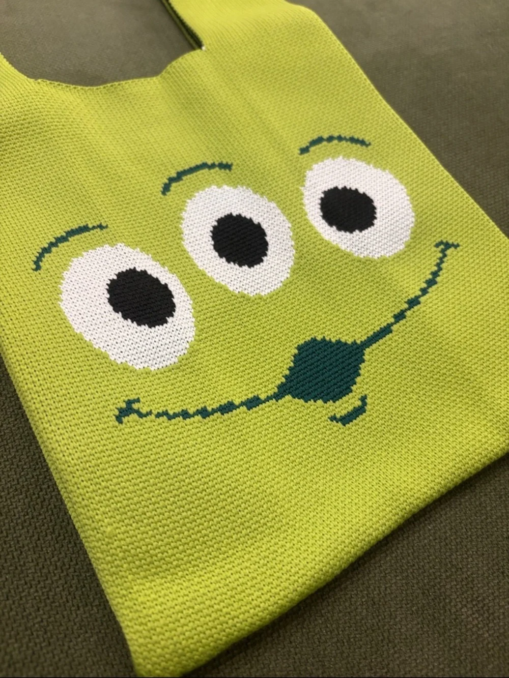 Disney Lime Green Three-Eyed Alien Knit Tote Bag Toy Story
